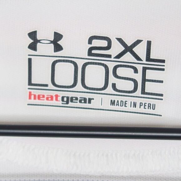 Under Armour Mens Loose Polo Shirt 2XL Pink White Stripes HeatGear Cancer Ribbon - Picture 3 of 11